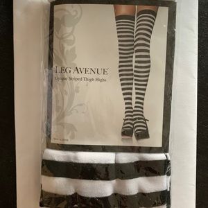 Leg avenue striped opaque thigh highs in package